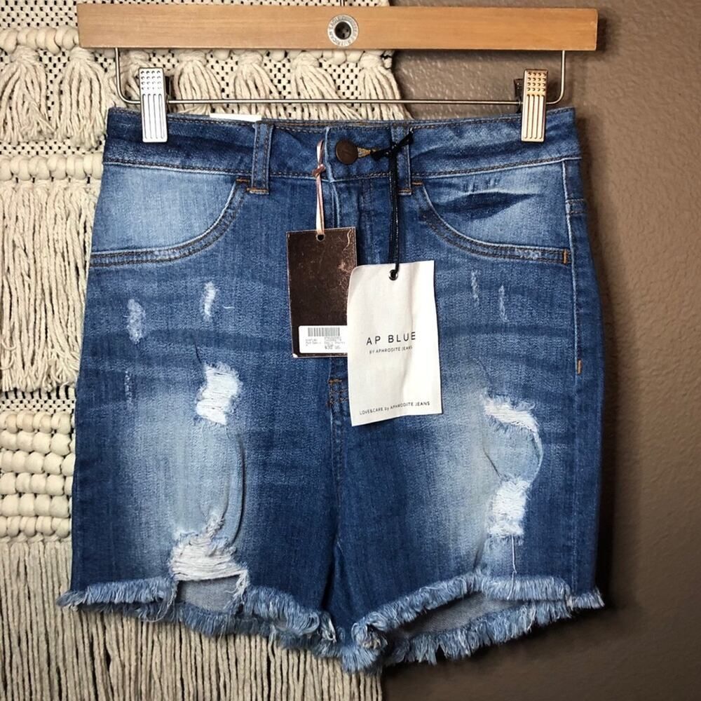 AP Blue by Aphrodite Distressed Denim Shorts